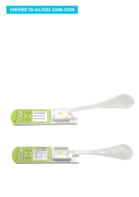 Innoscreen Oral Fluid DOA Rapid test device - 6 drugs of abuse.   Verified under the standard AS/NZS 4760:2019